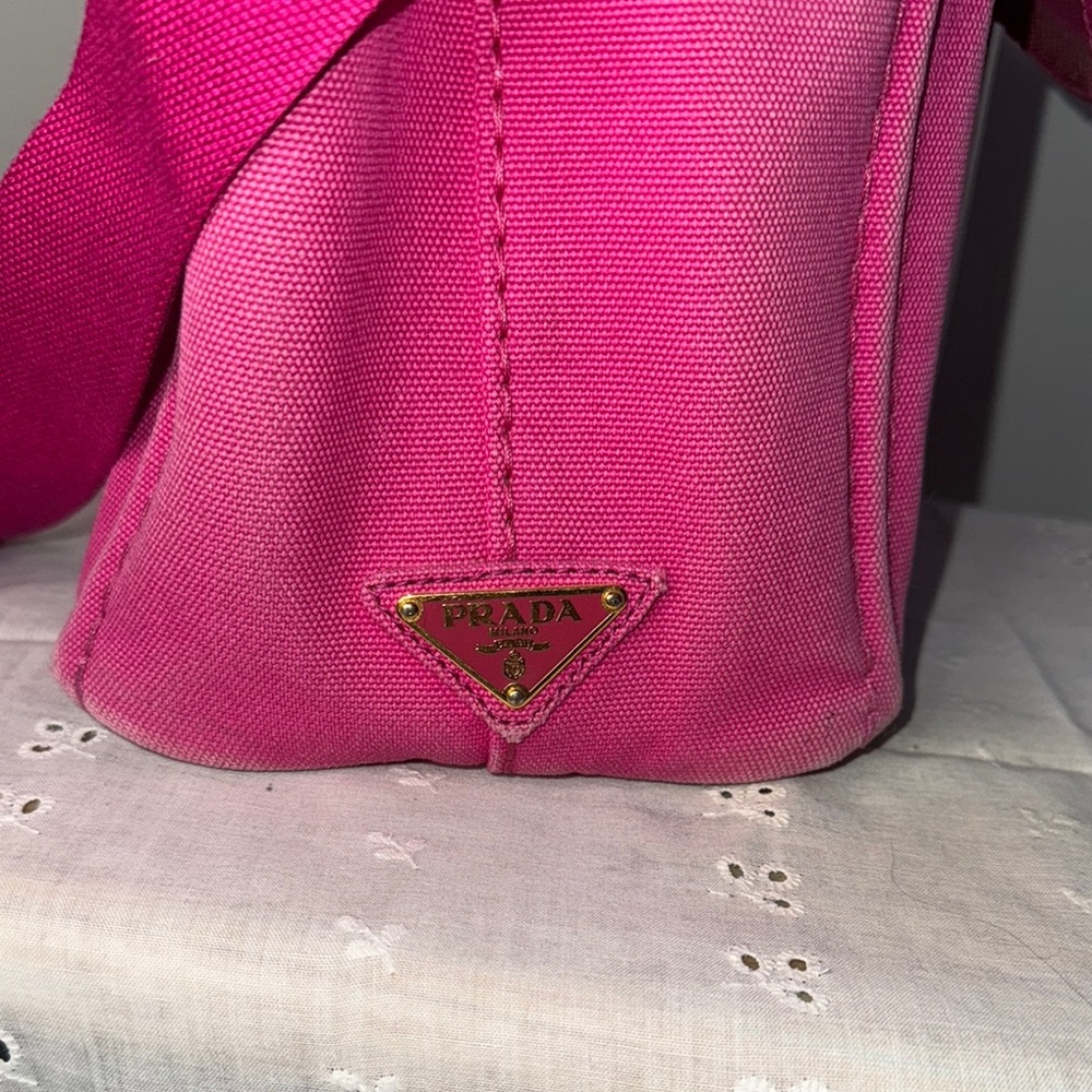 Prada Pink Canvas Crossbody Tote - Picture 12 of 13